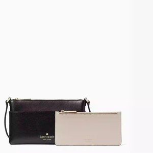 Kate Spade Sadie Saffiano Leather Top Zip Black Crossbody Set MSRP $249